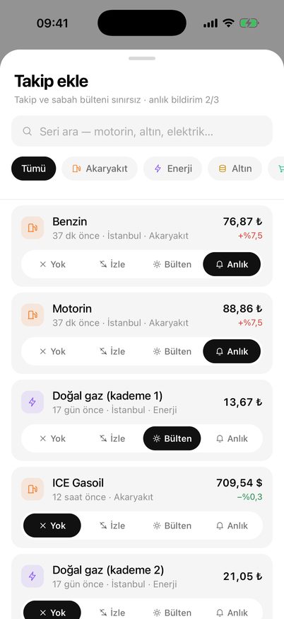 Takip ekle ekranı